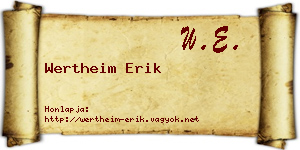 Wertheim Erik névjegykártya